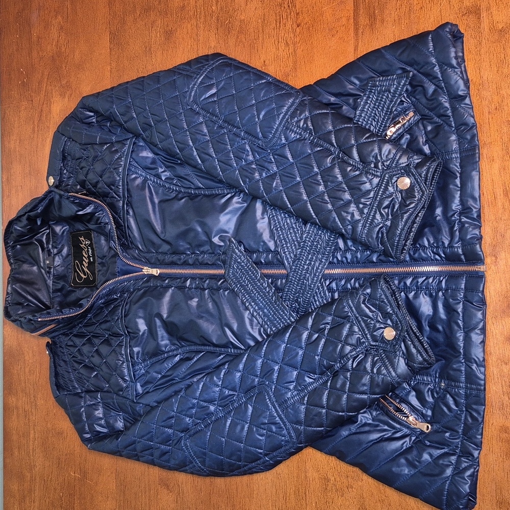 Guess Puffer Jacket Blue/Copper with hood